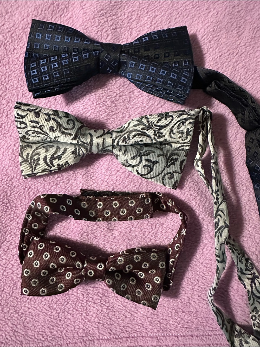 Men's Bow Tie Set - Black, Silver, Brown